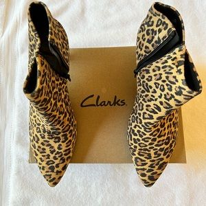 Clarks leopard print kitten heal bootie